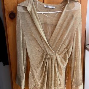 ZARA gold mesh blazer